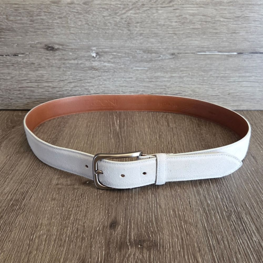 BOCONI Gray Suede Men's Belt with Silver Buckle 36